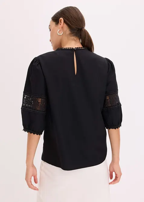Kortermet bluse med linandel, bonprix