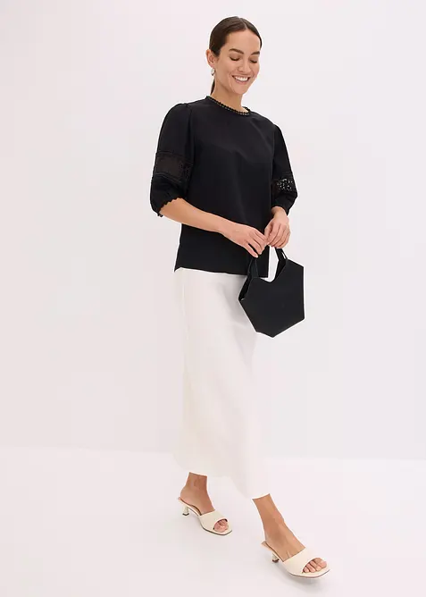 Kortermet bluse med linandel, bonprix