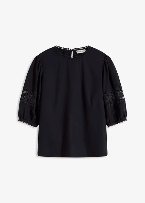 Kortermet bluse med linandel, bonprix