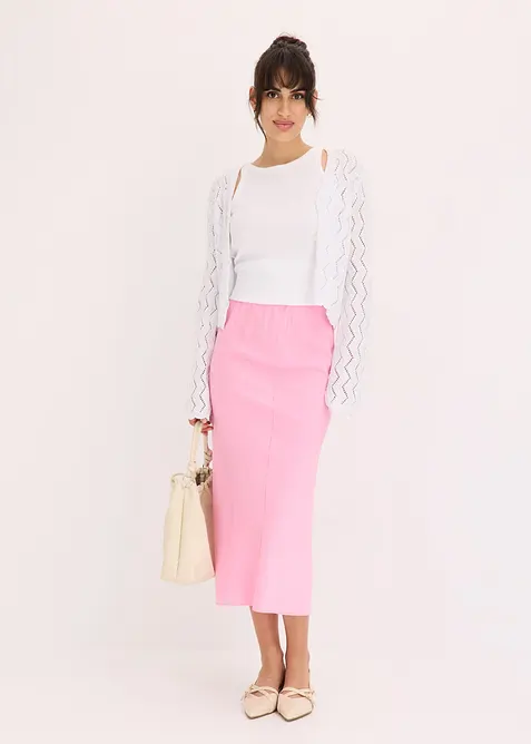 Midiskjørt i sateng, bonprix