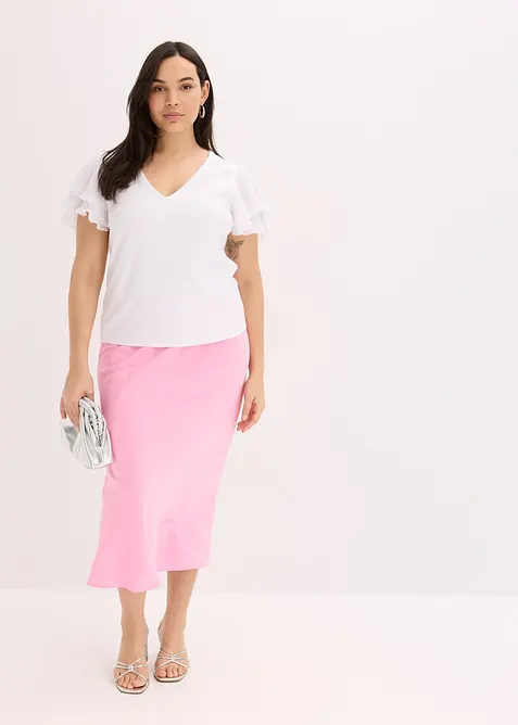 Midiskjørt i sateng, bonprix