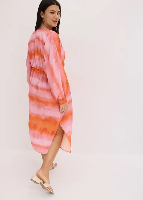 Midikjole i sateng med batikktrykk, bonprix