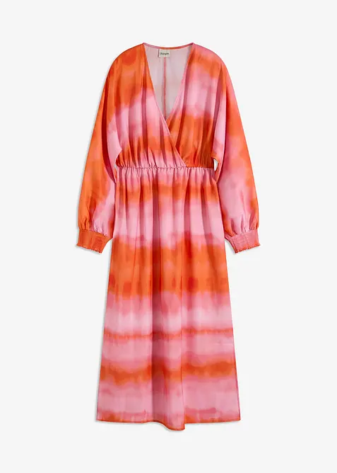 Midikjole i sateng med batikktrykk, bonprix