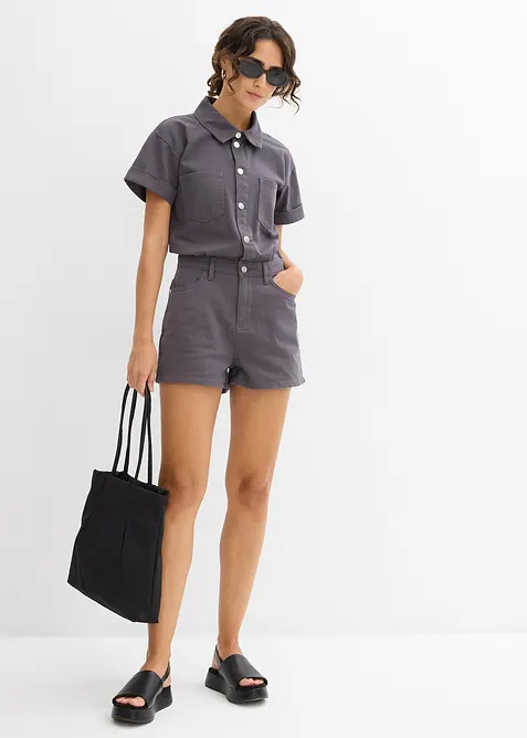 Jumpsuit i 100% bomull og kort modell, bonprix