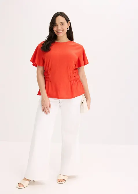 Jerseytopp med smock, bonprix