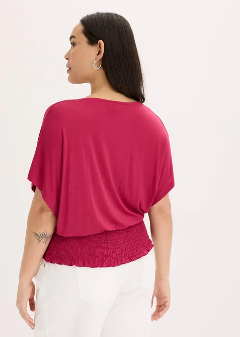 Topp med bred, vaflet kant i falden, bonprix