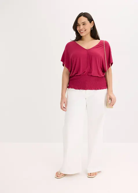 Topp med bred, vaflet kant i falden, bonprix