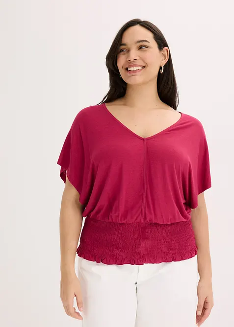 Topp med bred, vaflet kant i falden, bonprix