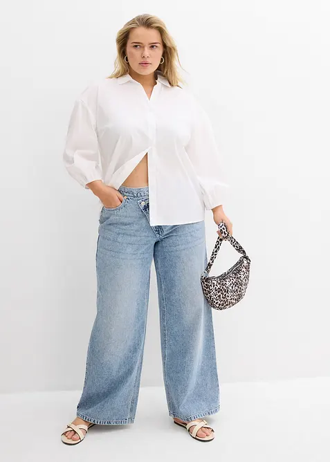 Wide Leg-jeans Mid Waist, Low Stretch, bonprix