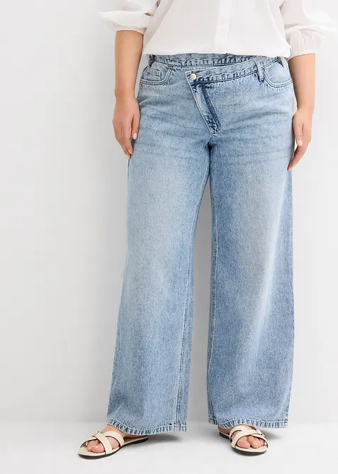 Wide Leg-jeans Mid Waist, Low Stretch, bonprix