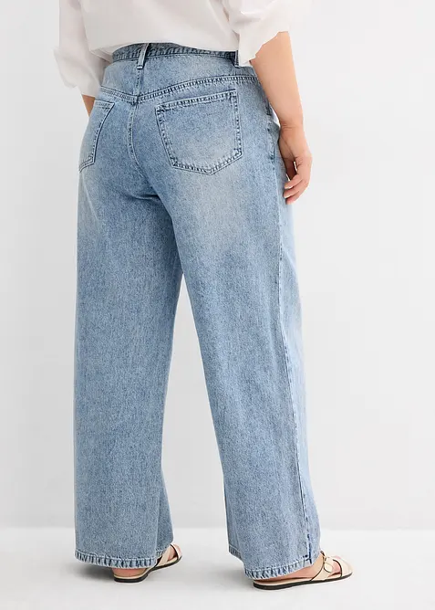 Wide Leg-jeans Mid Waist, Low Stretch, bonprix