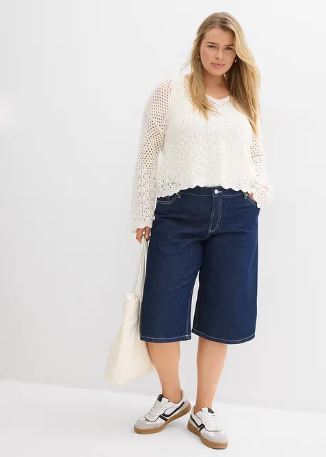 Bermudashorts i denim Mid Waist, Low Stretch, bonprix