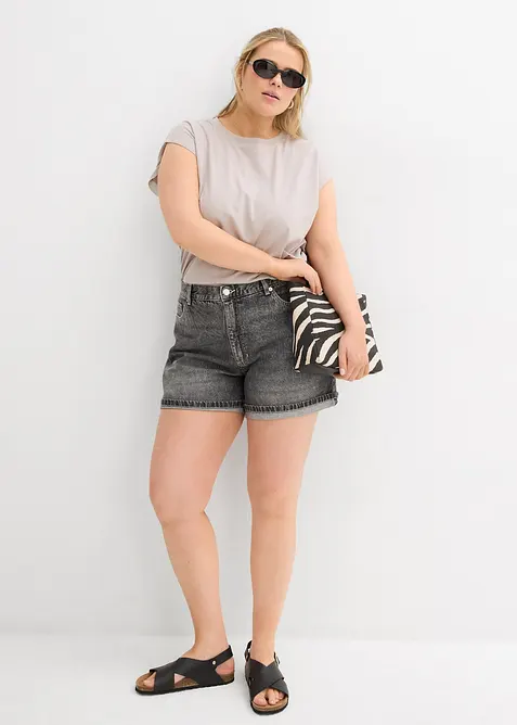 Jeansshorts High Waist, Low Stretch, bonprix