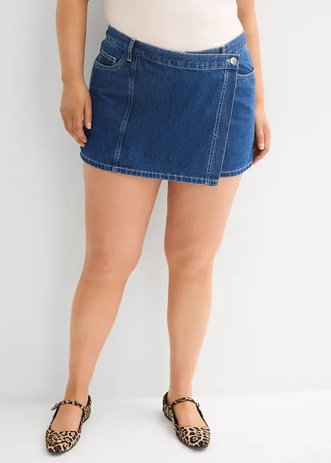 Bukseskjørt i denim, Mid Waist, bonprix