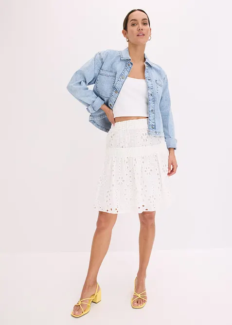 Miniskjørt med hullbroderi, bonprix
