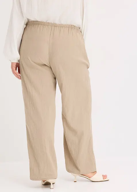 Slip on-bukse i strukturert krinklet materiale, bonprix