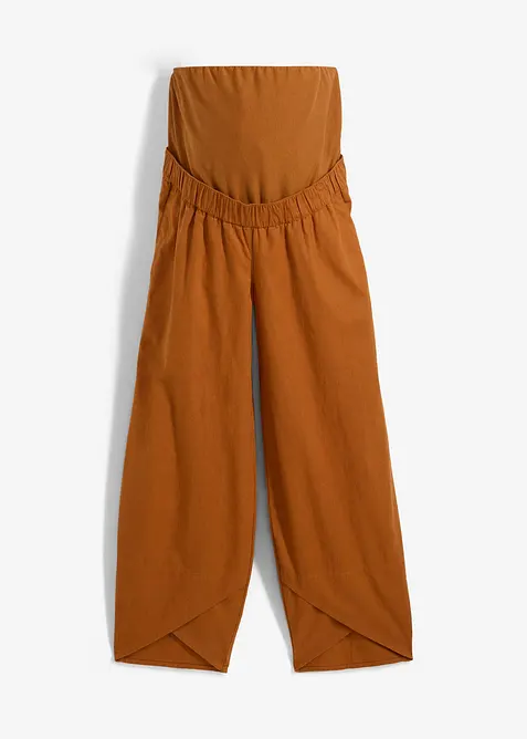 Mammabukse i lin og bomull med magebånd, bonprix