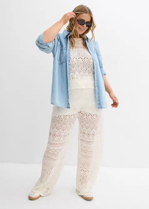 Pull on-bukse med strikket hullm&oslash;nster, bonprix