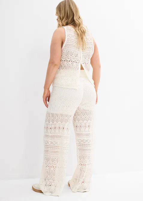 Pull on-bukse med strikket hullm&oslash;nster, bonprix