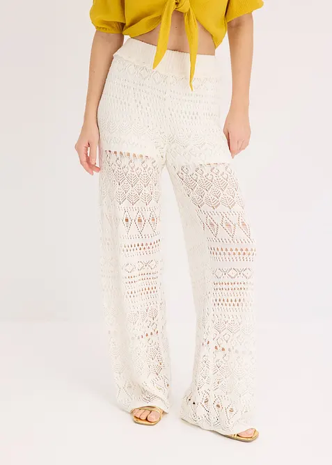 Pull on-bukse med strikket hullm&oslash;nster, bonprix