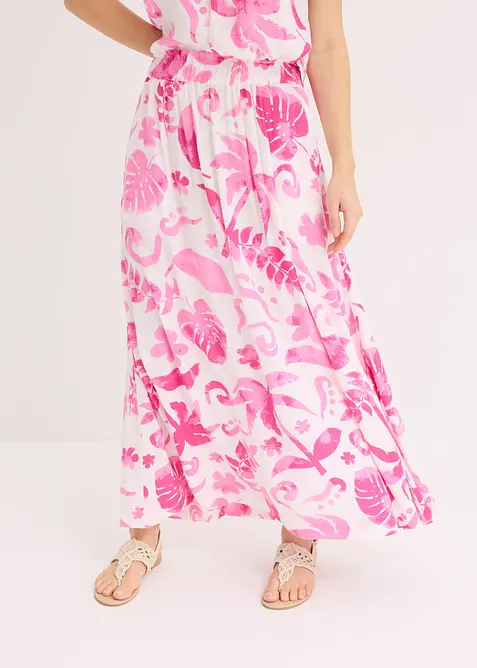 Maxiskjørt i strukturert viskose, bonprix