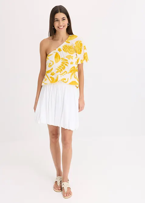 One shoulder-bluse i strukturert viskose, bonprix