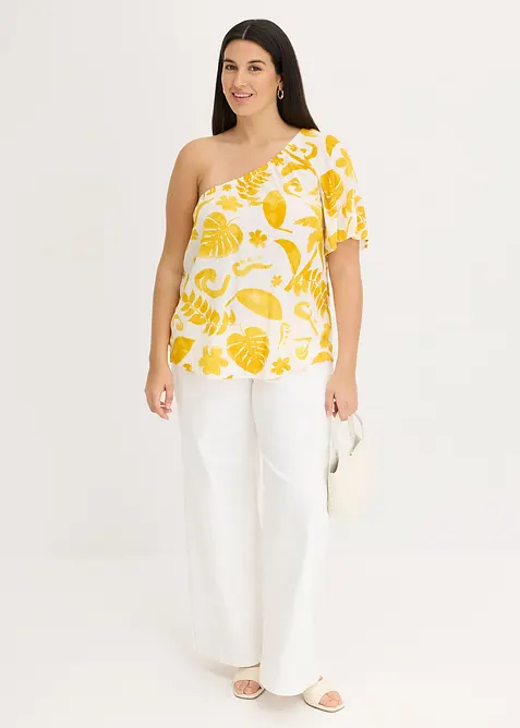One shoulder-bluse i strukturert viskose, bonprix
