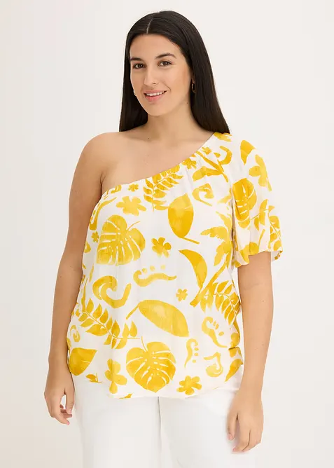 One shoulder-bluse i strukturert viskose, bonprix
