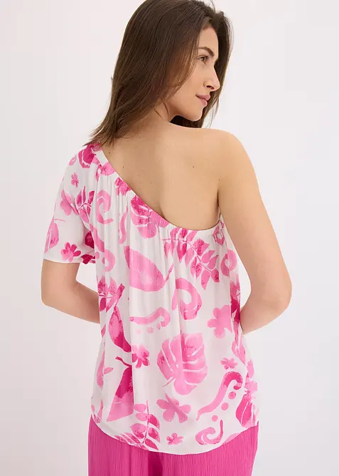 One shoulder-bluse i strukturert viskose, bonprix