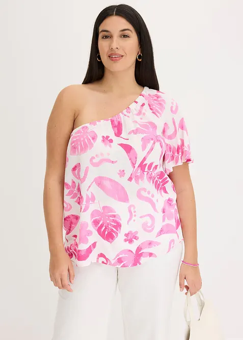 One shoulder-bluse i strukturert viskose, bonprix