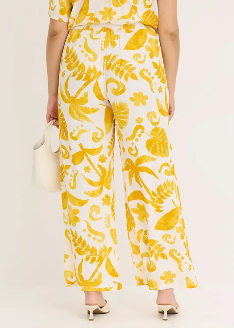 Vid bukse i strukturert viskose med trykt m&oslash;nster, bonprix