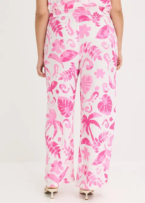 Vid bukse i strukturert viskose med trykt m&oslash;nster, bonprix