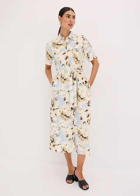 Skjortekjole av viskose, med knytebelte (2 deler), bonprix