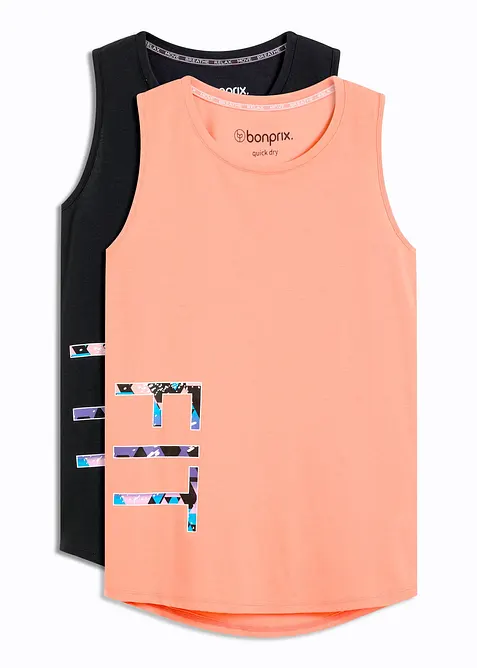 Funksjons-topp (2-pack), hurtigtørkende, bonprix