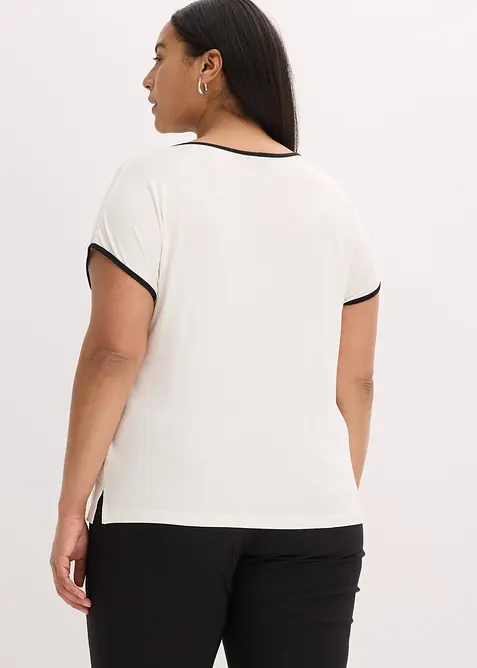 Topp med velplassert trykk og kanter i kontrastfarge, bonprix