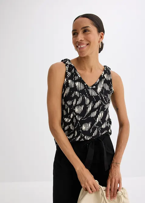 Topp i strukturert jersey med trykt mønster, bonprix