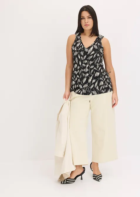 Topp i strukturert jersey med trykt mønster, bonprix