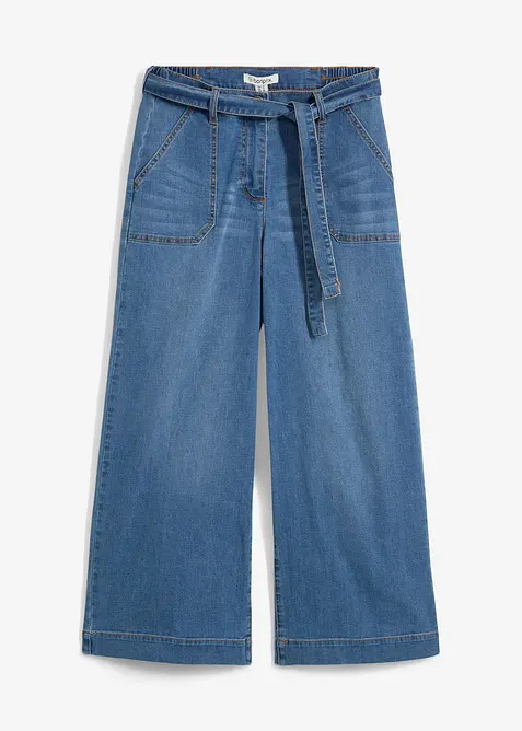 Wide Leg-jeans High Waist, komfortlinning cropped, bonprix