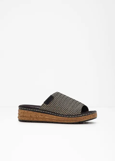Komfort-slip in-sandaler med kileh&aelig;l og polstret inners&aring;le fra Rieker, Rieker