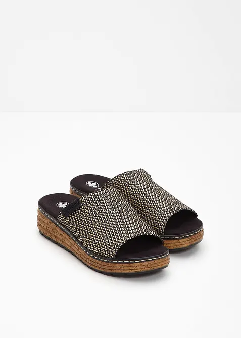 Komfort-slip in-sandaler med kileh&aelig;l og polstret inners&aring;le fra Rieker, Rieker
