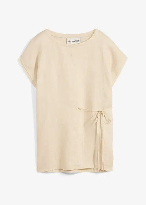 Topp i 100% lin med vevd besetning, bonprix