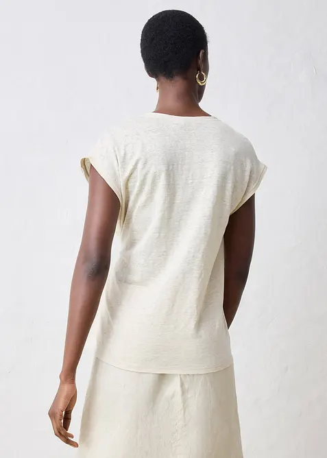 Topp i 100% lin med vevd besetning, bonprix