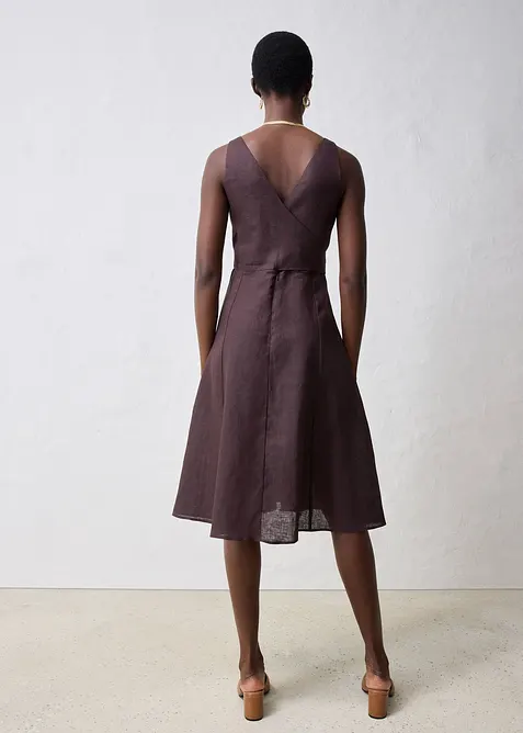 Midikjole i 100% lin, bonprix