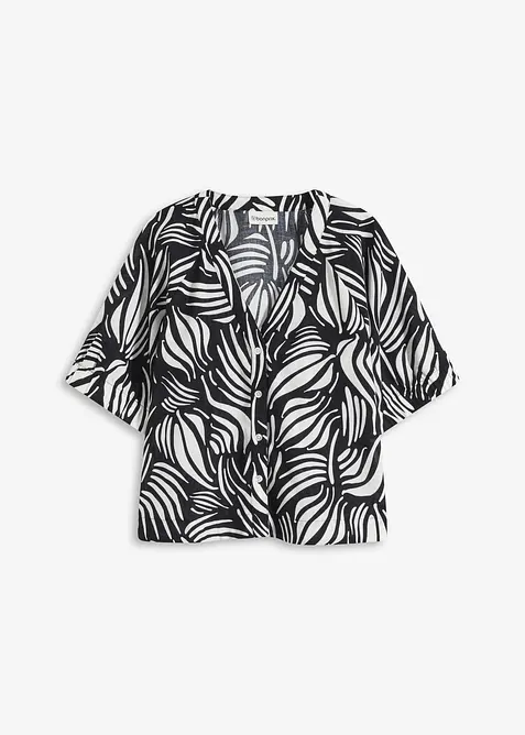 Kortermet bluse i lin-look, bonprix