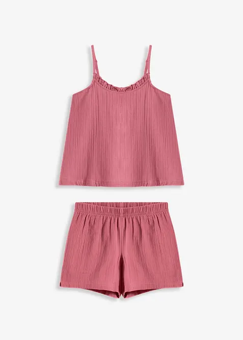 Kort pyjamas i myk musselin med stroppetopp, bonprix