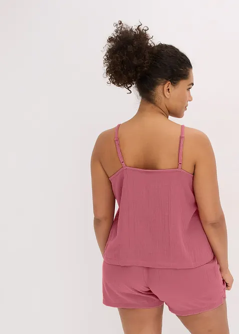 Kort pyjamas i myk musselin med stroppetopp, bonprix