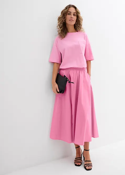 Midiskjørt i elastisk bomullsmiks, bonprix