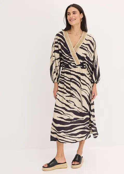 Midikjole i lett viskosemiks, bonprix