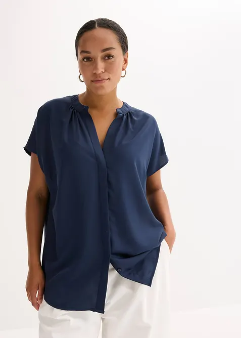 Kortermet bluse med skjult knappestolpe, bonprix
