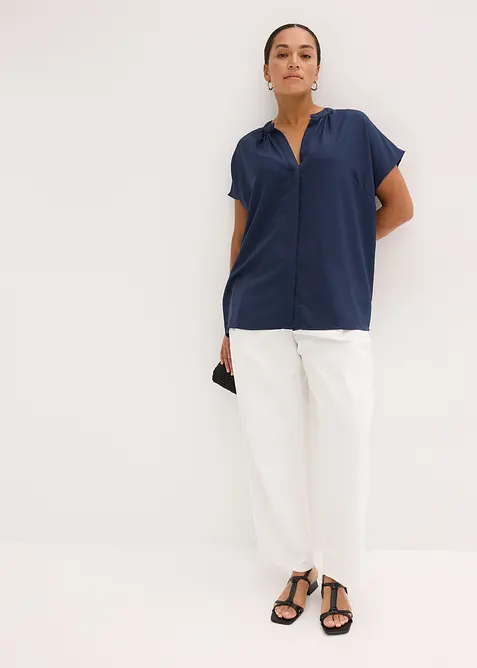 Kortermet bluse med skjult knappestolpe, bonprix